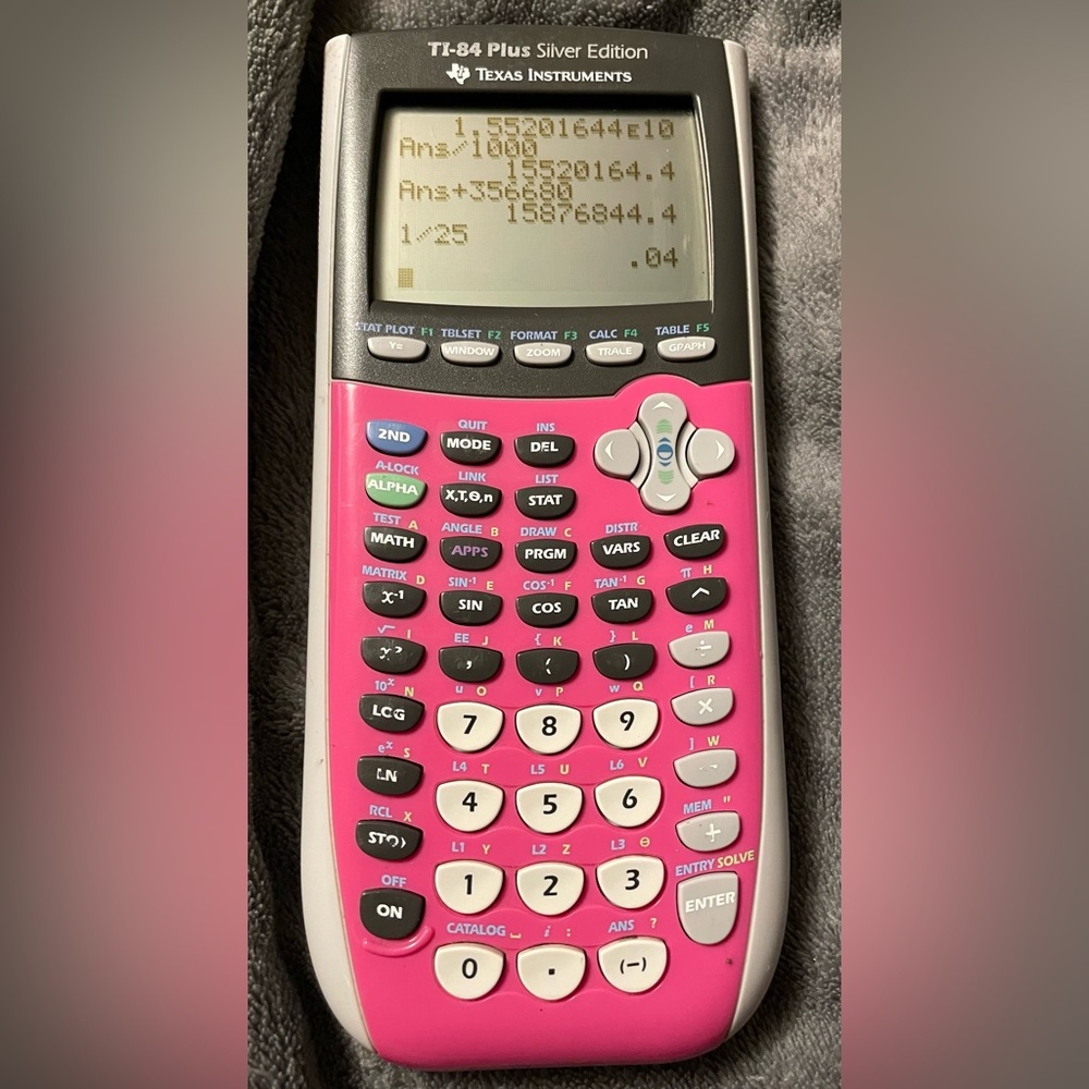 Texas Instruments TI-84 Plus Silver Edition Graphing Calculator Pink